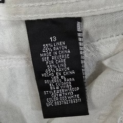 Susie Rose Linen Blend Pants Juniors 13 Cream Straight Leg Casual Summer Coastal
