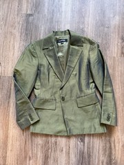 Vintage Emanuel Ungaro Green Iridescent Linen Blend Blazer Jacket Sz 2