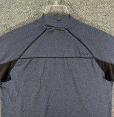 Spyder Active Mock Neck Shirt Mens Large Blue Black Long Sleeve Athletic