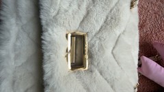 ALDO White Quilted Crossbody Bag Gold Chain Strap Turn Lock Bow Charm