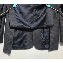 Jos A Bank Reserve Chelsea Blazer 38L Blue Brown Plaid Wool Cashmere Sport Coat