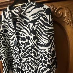 Multiples Women’s Black White Animal Print Collared Button Front Jacket PS