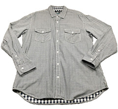Howe Mens Dress Shirt Sz XL Black White Check Button Up Pockets Long Sleeve