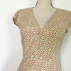 Brandy Melville Floral Short Sleeve Cocktail Wrap Dress Mini Dress Women’s Small