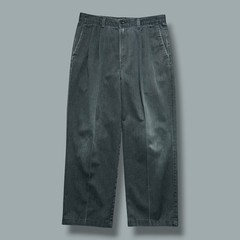 Vtg Sun Faded Pants Pleated Khakis Distressed Dockers 90s y2k Dark Gray 33×28
