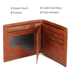 Men’s US 100 Dollar Bill Leather Bifold Card Photo Holder Wallet Handbag Purse