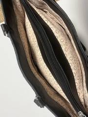 GUESS Black Floral Tote Shoulder Bag Silver Hardware Zip Closure