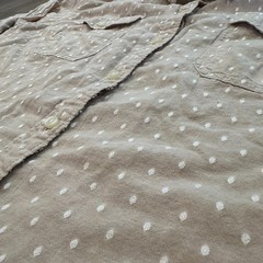 St. John’s Bay Women’s XL Long-Sleeve Button Up Beige White Diamond Polka Dot