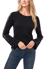 CeCe Beaded Cut-Out Sweater