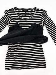 BCBG Maxaria Shirt Womens XXS Extra Extra Small Black Striped Silk Overlay