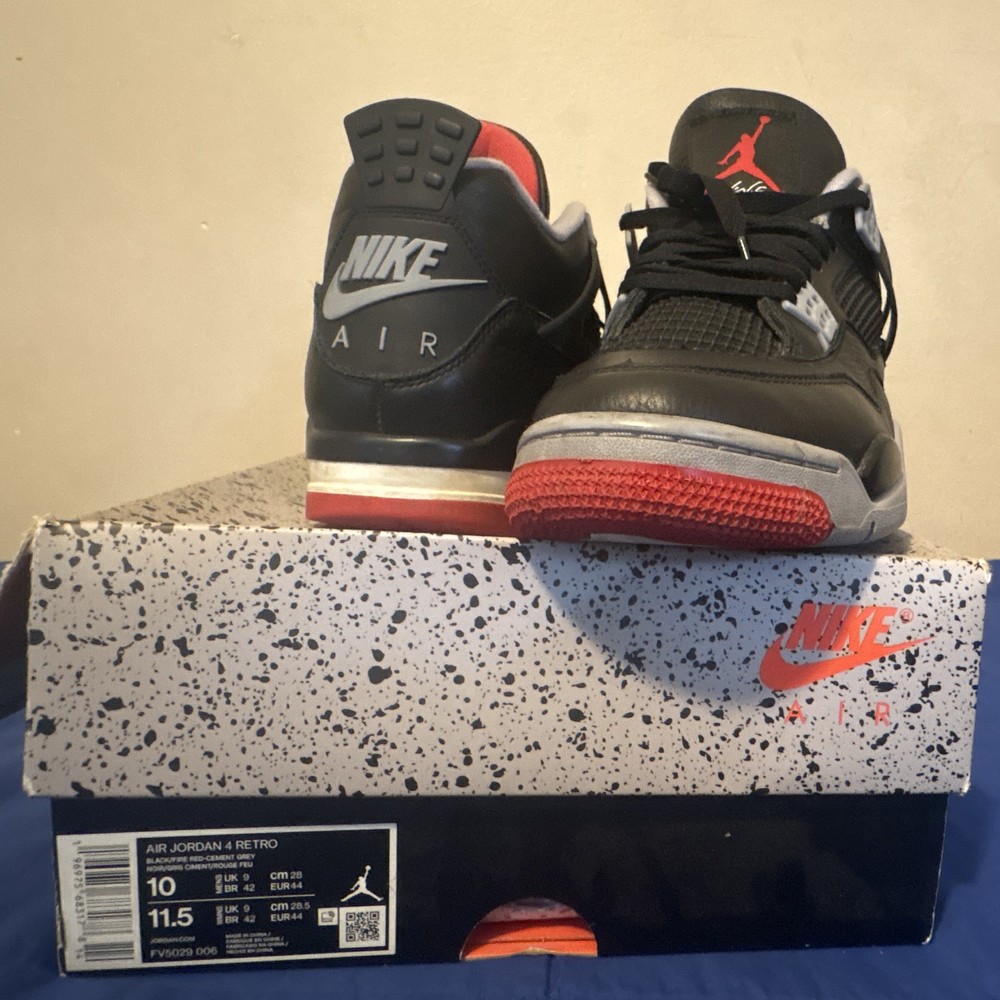 Jordan Air Jordan 4 Retro Bred Reimagined Black/Fire Red Leather 2024 FV5029-006