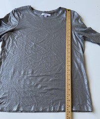 Chico’s Touch Of Cool Silver Foil Metallic Long Sleeve T-Shirt Sz 1 (US Medium)