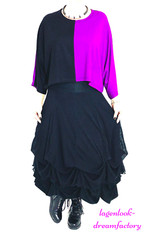 MYO Lagenlook Dream Clouds Tie Balloon Skirt MESH & Jersey Black 42 44 46 48