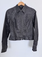 Vintage Baby Phat Womens Y2K Perforated Jacket Black Gray Size S USA