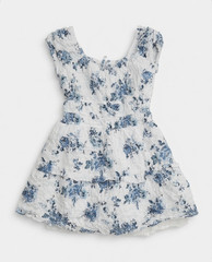 Art Class Girls Fit & Flare White/Blue Floral Puff Sleeve Dress L (10/12)