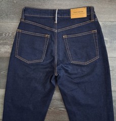 Frank & Oak Cyndi Straight Fit Selvedge Denim Blue Jeans High Rise Size 24×28