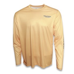 Nautica Angler Apricot Poly Men’s Performance Long Sleeve Shirt UPF 50+ Size XL