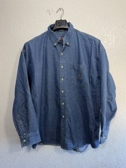 Vintage Chaps Ralph Lauren Button Down Blue Denim Chambray Crest – Oversized XL
