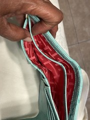 Elaine Turner Turquoise Ostrich Leather/StrawWallet New Without Tags