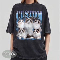 Custom Pet Shirt Vintage Bootleg Rap Tee Personalized Dog Photo T-Shirt