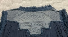 POL Women’s Small Steel Blue Frayed Fringed Vest Southwest Design Shirt Top