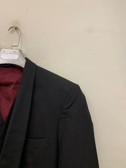 Vintage pure wool classic Tuxedo night black shawl lapel 3 piece suit 42R