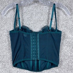 Emerald Green Lace Corset Top Bustier Sweetheart Neckline Hook Eye Back Small