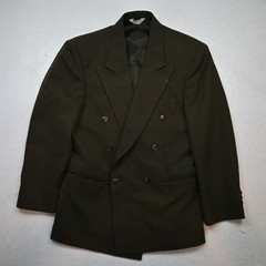 Vtg USA Made Double Breasted 38S Green Wool Mens Blazer Suit Jacket Sport Coat