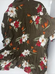 GEORGE Hawaiian Shirt Men’s 3XL- Sh. Sleeve Camp RAYON Brown w/ floral D2 54-56