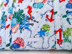 New Vera Bradley Anchors Aweigh Large Vera Tote Purse Seahorse Starfish Turtle