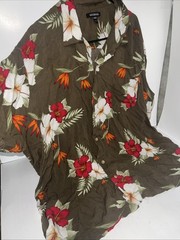 GEORGE Hawaiian Shirt Men’s 3XL- Sh. Sleeve Camp RAYON Brown w/ floral D2 54-56