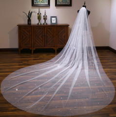 A-layer Female White Dragging Long Wedding Bridal Veil Photograph Glitter Veil
