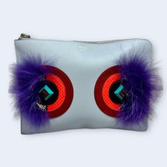 Fendi Monster Blue Leather Clutch Bag Second-Hand Japan 0610719