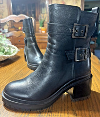 NATURALIZER Women’s NEW Trina Mid Shaft Boots, black pebble Leather 7