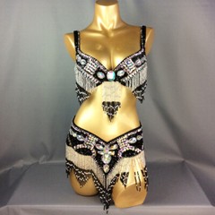 Beaded Samba Belly Dance Costume EDC Party Carnival Outfit (Bra Belt) 11 Colors