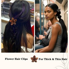 6 PCS Small Flower Hair Clips 1.57 Inch Hawaiian Claw Amber Decorative Women