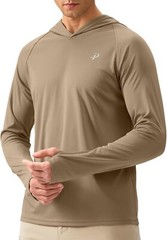 Men’s UPF 50+ Sun Protection Hooded Rash Guard Long Sleeve Shirt for Fishing