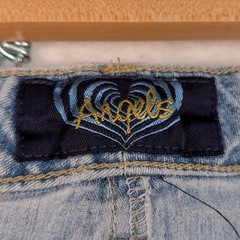 VTG Angels Jeans Women 25×28 Ice Blue Light Ultra Low Rise Flare Bell Bottom Y2K