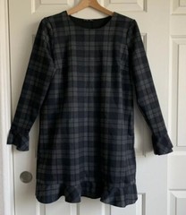zara collection Women’s size L Black/green Khaki Check long Sleeve sweater Dress