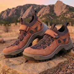 Ecco Mens Hiking Shoes Size 13-13.5 Offroad Explorer Nubuck Cocoa Brown Leather