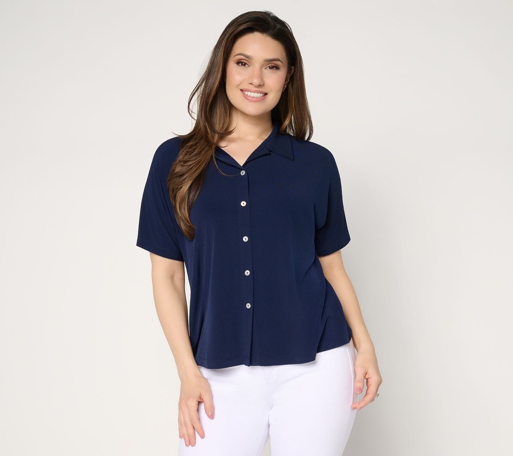 Susan Graver Women’s Top Sz S Every Day Liquid Knit Dolman Sleeve Blue A684071