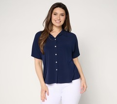 Susan Graver Women’s Top Sz S Every Day Liquid Knit Dolman Sleeve Blue A684071