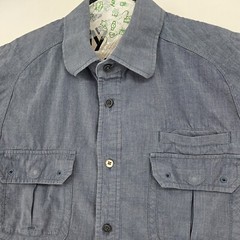 Howe Shirt Mens Medium Button Up Blue Casual Short Sleeve Creates
