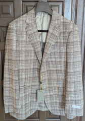 CANALI Wool Silk Blend Sport Coat, Brown Brushed Plaid, Size 46 R (56 EU) NWT