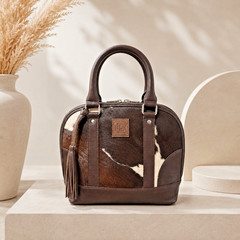 Natural Cowhide Tote Bag, Cow Leather Bag, Handmade Cowhide Shoulder Bag.