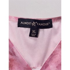 Almost Famous Pink Floral Mesh Handkerchief Babydoll Cami Top XL EUC