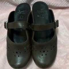 Dansko Merrie Mary Jane Brown Leather Open back Slip on Mule Clog Women 9.5 40