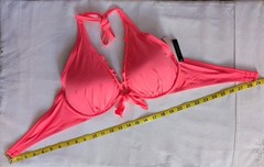 Victorias Secret Swim 2pc Set Riffled Edge 38C Halter Top/Large Ruched Cheeky
