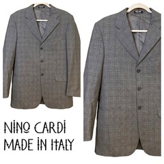 Nino-Cardi Wool 3-Button Blazer Men’s 38R 21×32 Gray Made in Italy Suit Jacket