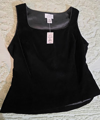 NWT Vintage Ann Taylor Loft Black Velvet Sleeveless Top Size 6P